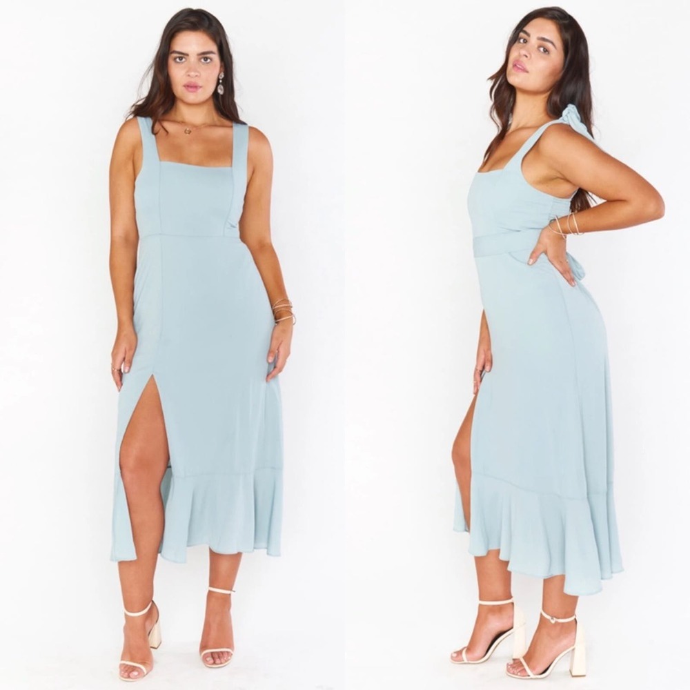 NEW Show Me Your Mumu Claire Midi Dress Silver Sage Crisp Size Large